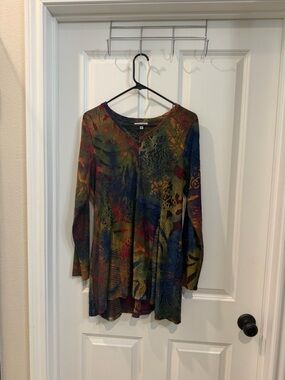 Adore Multicolor Abstract V-Neck Tunic